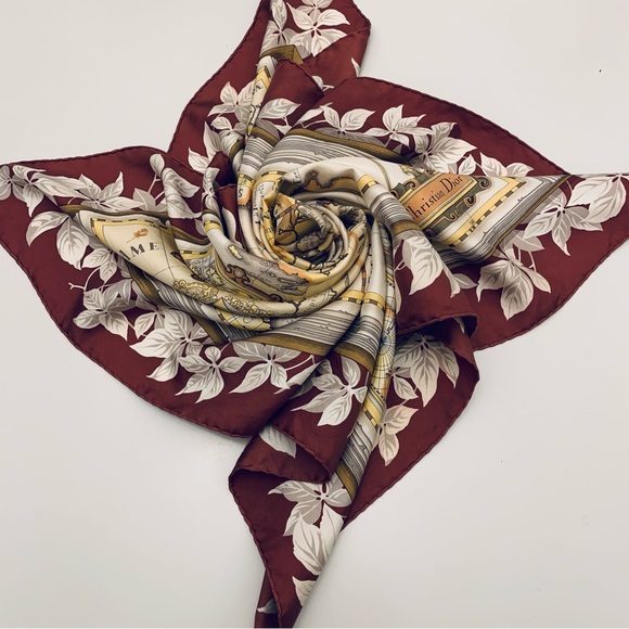 Lovely Christian Dior Vintage Silk Scarf Book of Maps Old World - Picture 8 of 10
